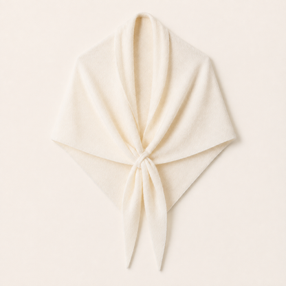 Écharpe triangle blanc cassé en laine mélangée – vue produit