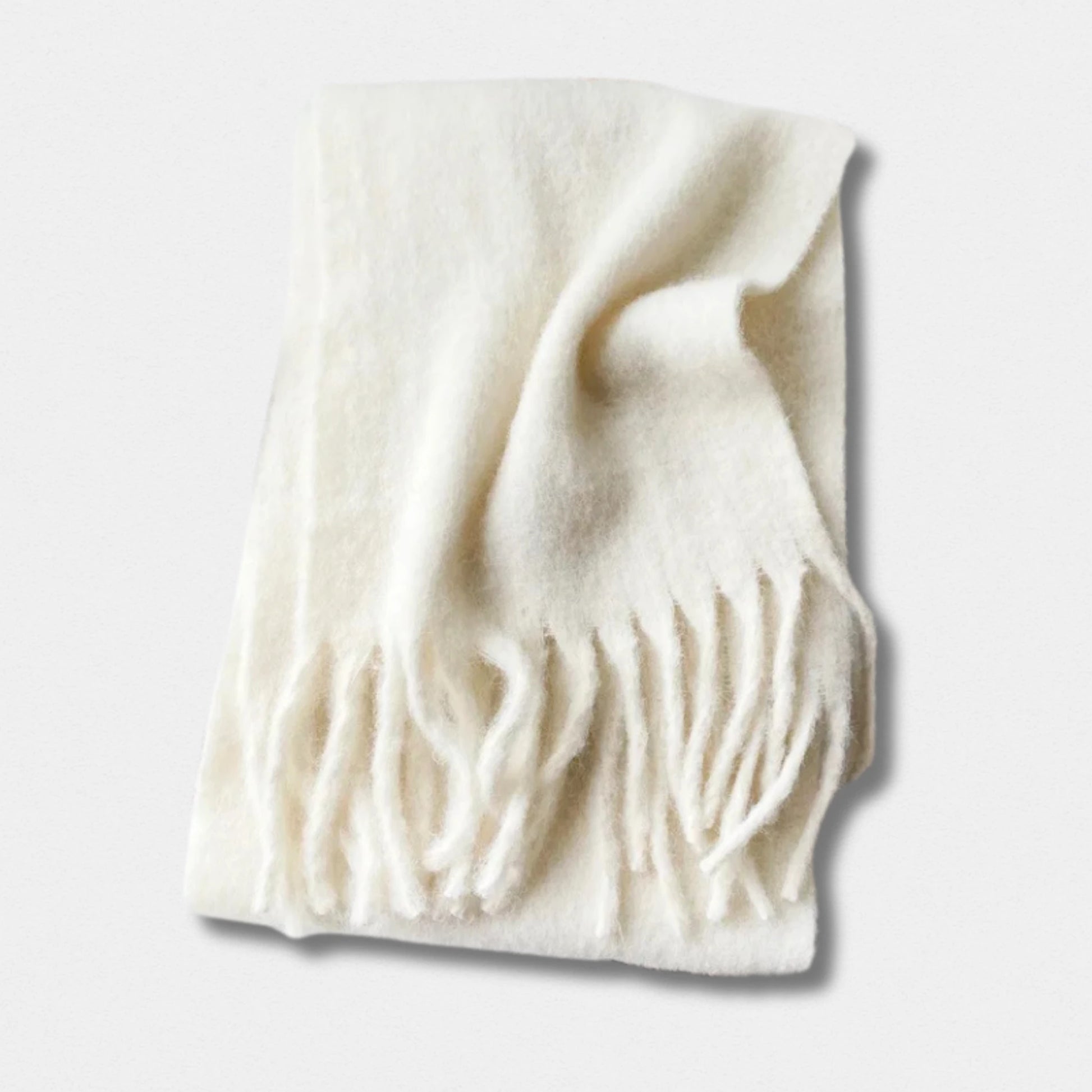 Écharpe unisexe laine mélangée blanche – hiver 210×40 cm – Maison Amavia