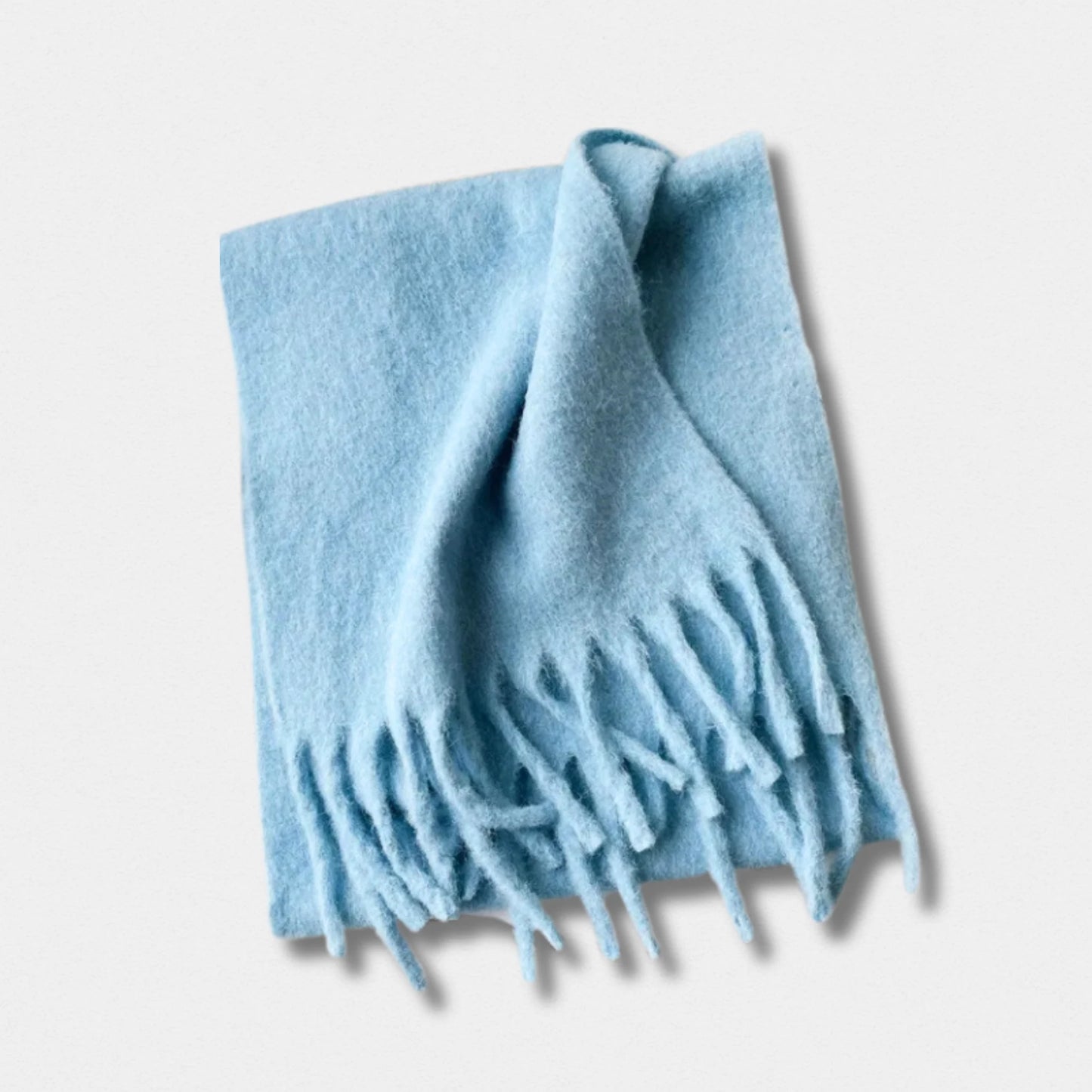 Écharpe unisexe laine mélangée bleu ciel – hiver 210×40 cm – Maison Amavia