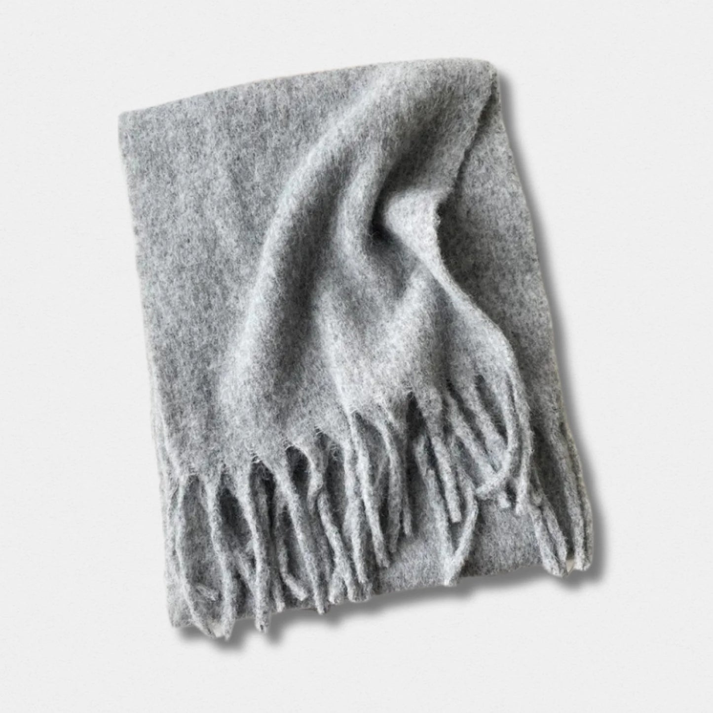 Écharpe unisexe laine mélangée gris clair – hiver 210×40 cm – Maison Amavia