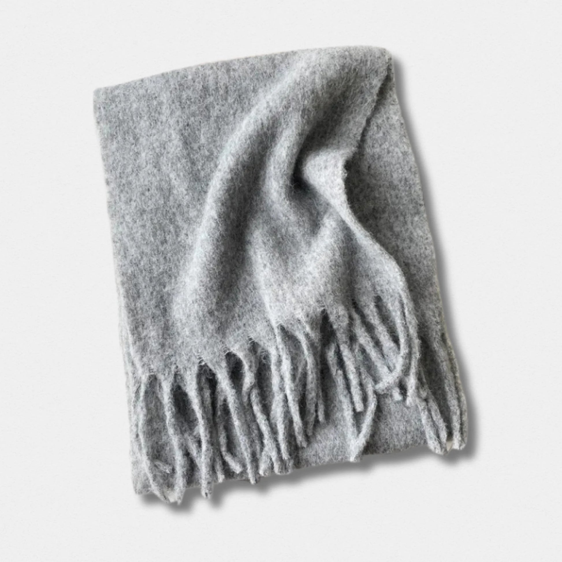 Écharpe unisexe laine mélangée gris clair – hiver 210×40 cm – Maison Amavia