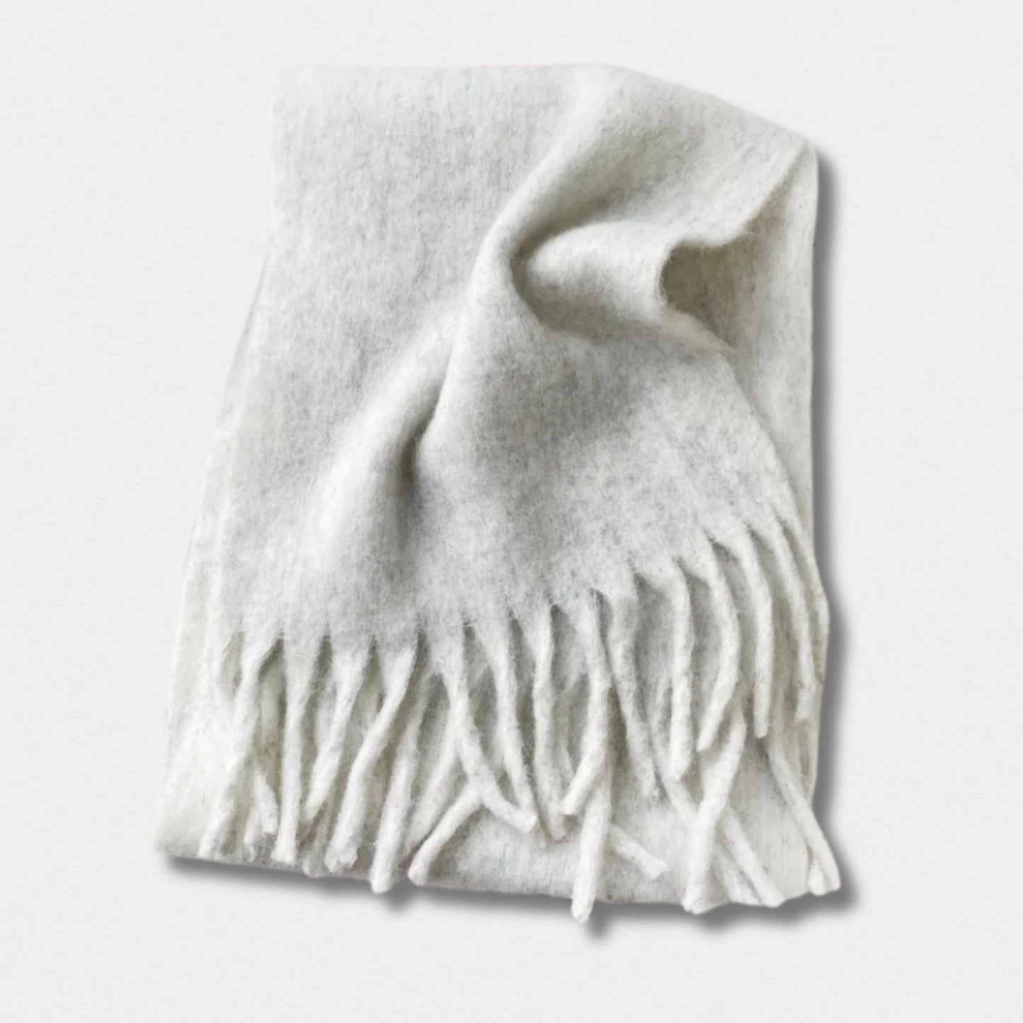 Écharpe unisexe laine mélangée gris pâle – hiver 210×40 cm – Maison Amavia