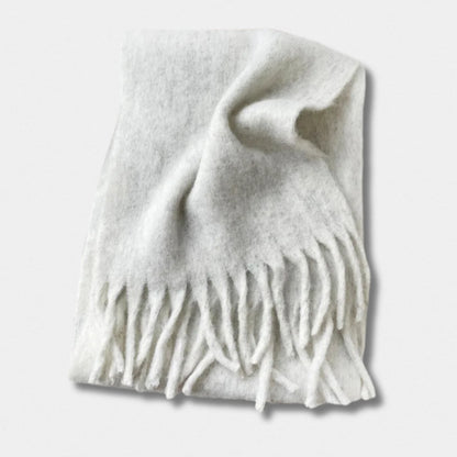 Écharpe unisexe laine mélangée gris pâle – hiver 210×40 cm – Maison Amavia