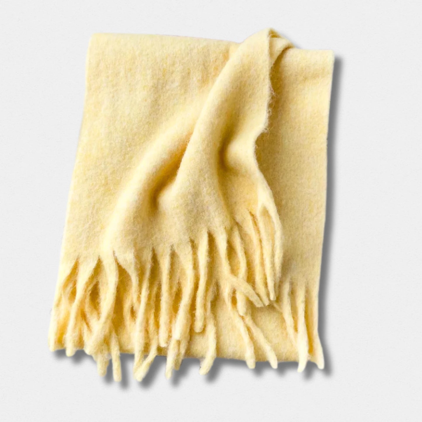 Écharpe unisexe laine mélangée jaune – hiver 210×40 cm – Maison Amavia