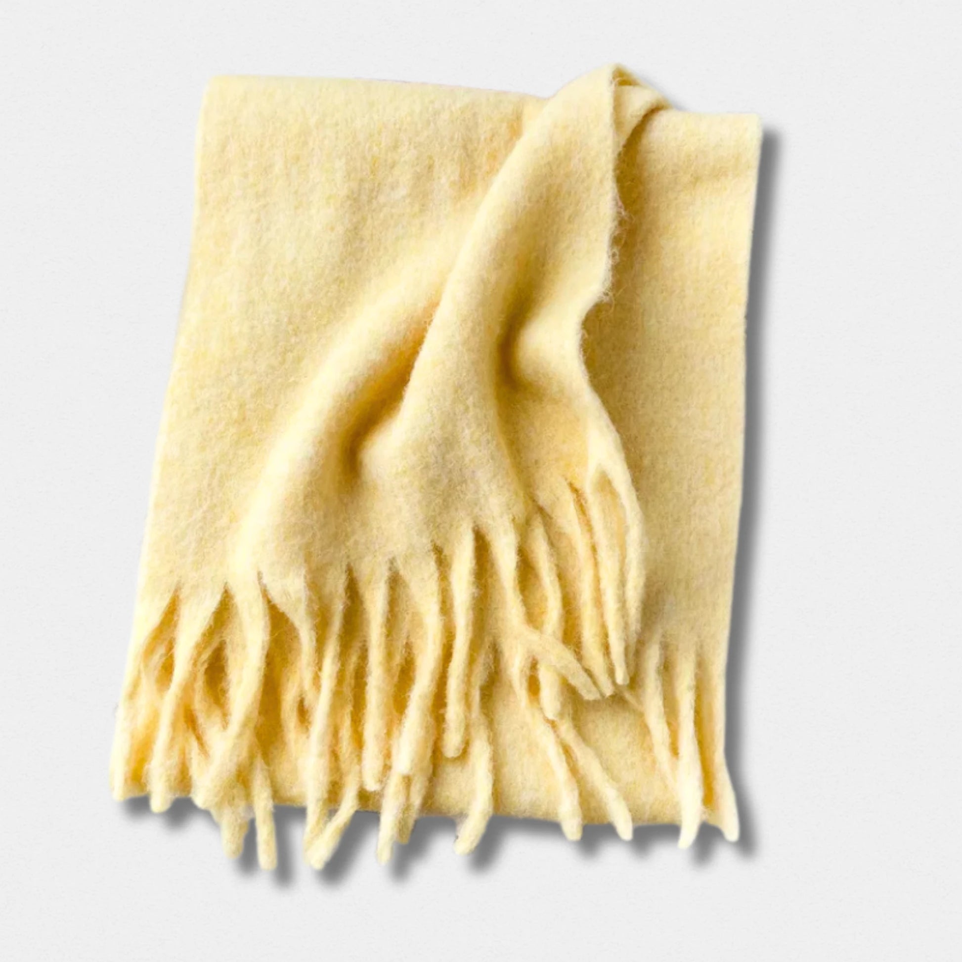 Écharpe unisexe laine mélangée jaune – hiver 210×40 cm – Maison Amavia