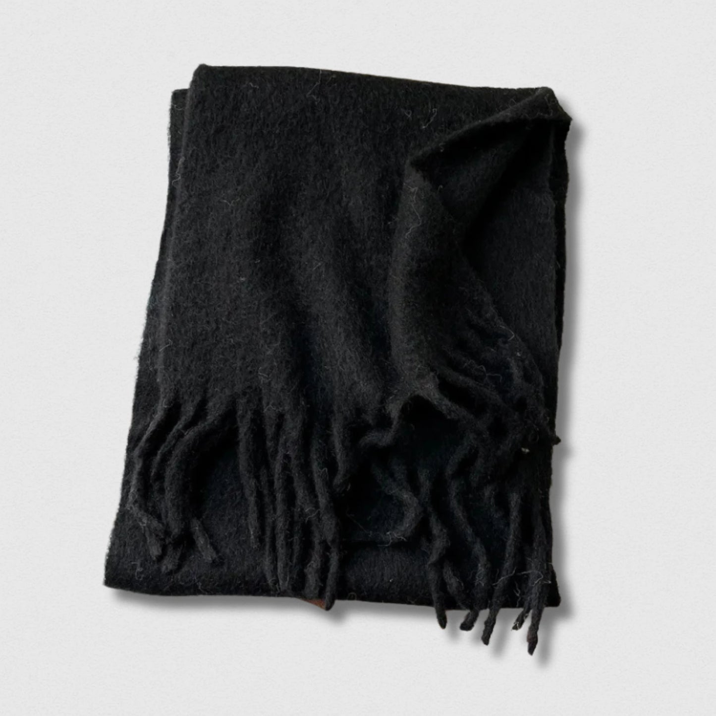 Écharpe unisexe laine mélangée noire – hiver 210×40 cm – Maison Amavia