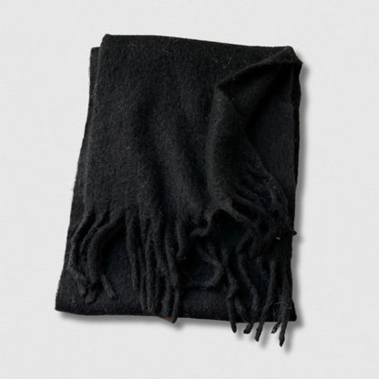 Écharpe unisexe laine mélangée noire – hiver 210×40 cm – Maison Amavia