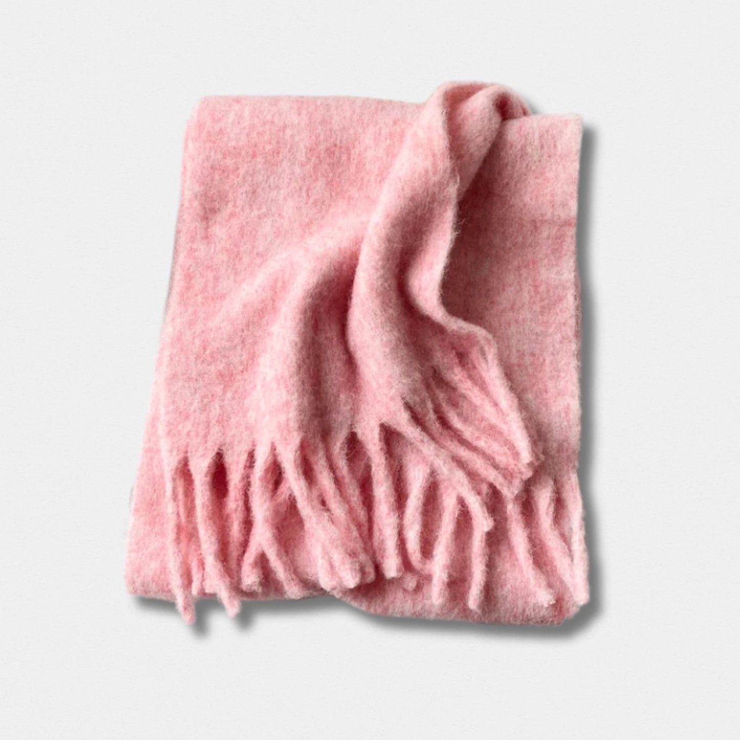 Écharpe unisexe laine mélangée rose saumon – hiver 210×40 cm – Maison Amavia