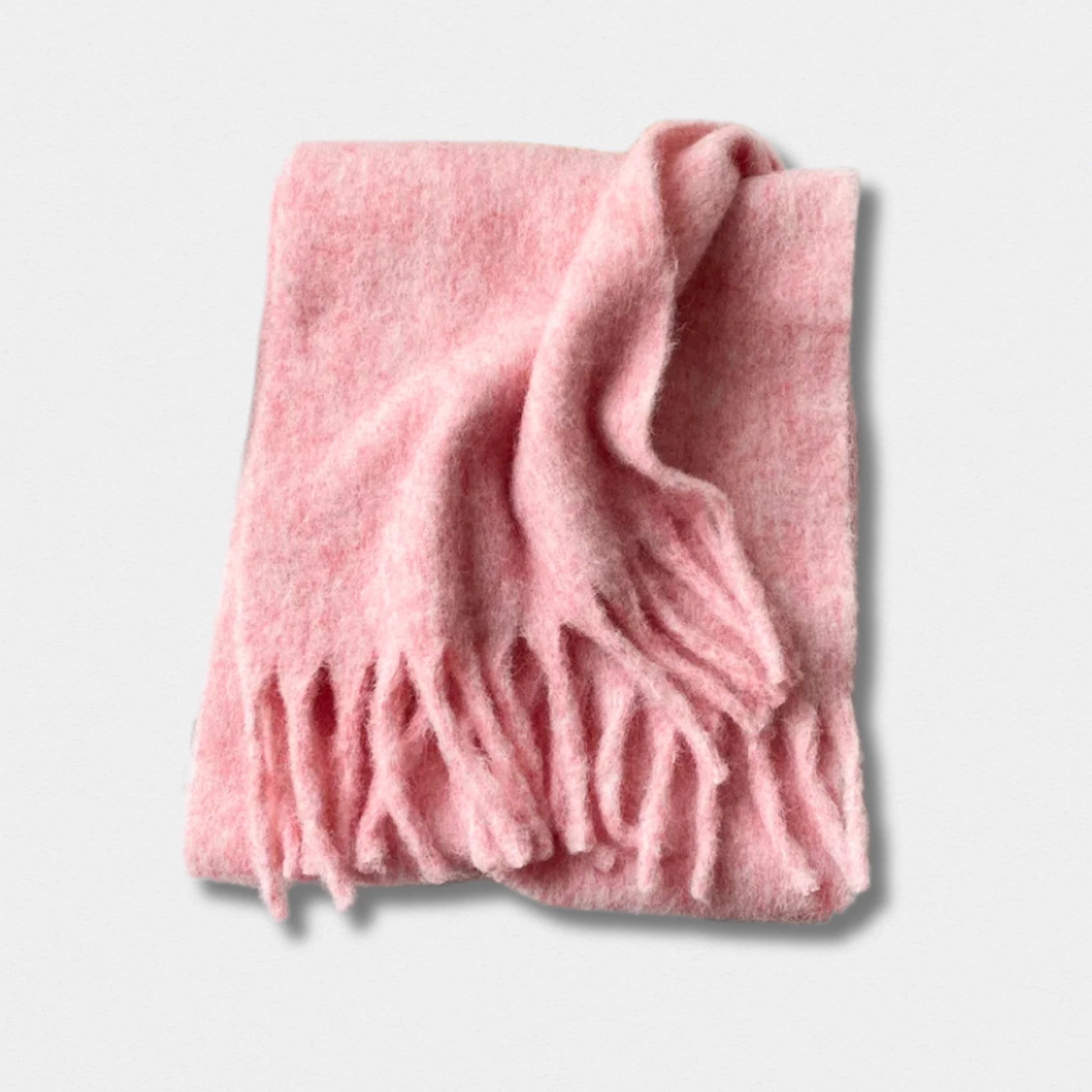 Écharpe unisexe laine mélangée rose saumon – hiver 210×40 cm – Maison Amavia