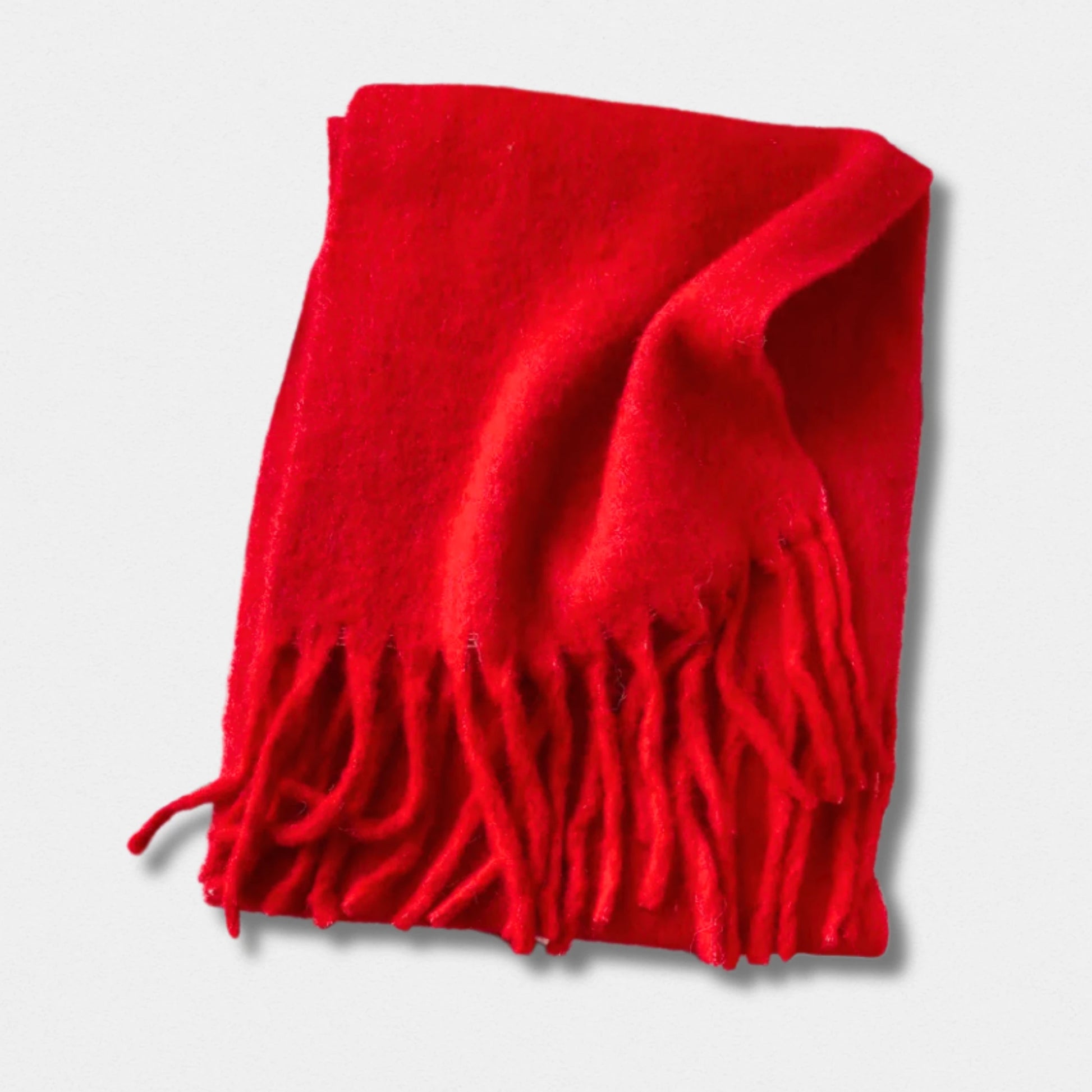 Écharpe unisexe laine mélangée rouge vif – hiver 210×40 cm – Maison Amavia