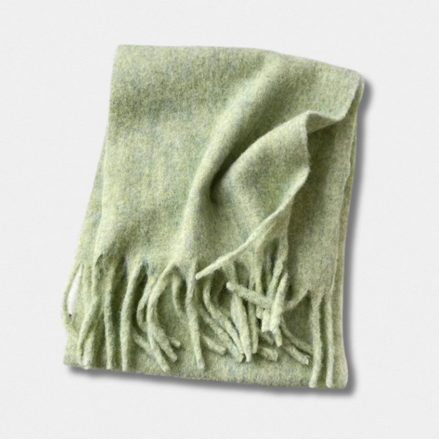 Écharpe unisexe laine mélangée vert clair – hiver 210×40 cm – Maison Amavia