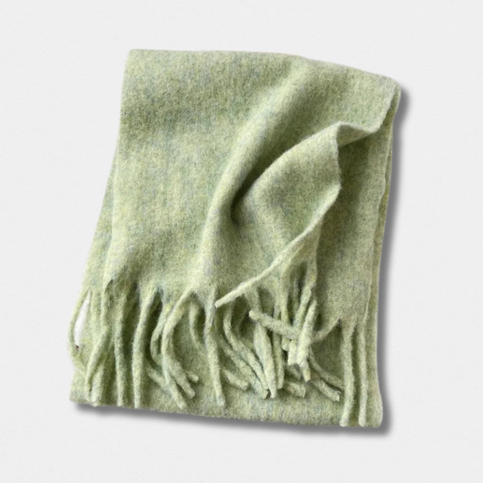 Écharpe unisexe laine mélangée vert clair – hiver 210×40 cm – Maison Amavia