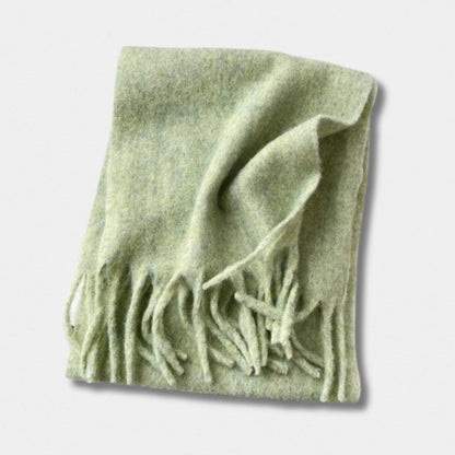 Écharpe unisexe laine mélangée vert clair – hiver 210×40 cm – Maison Amavia