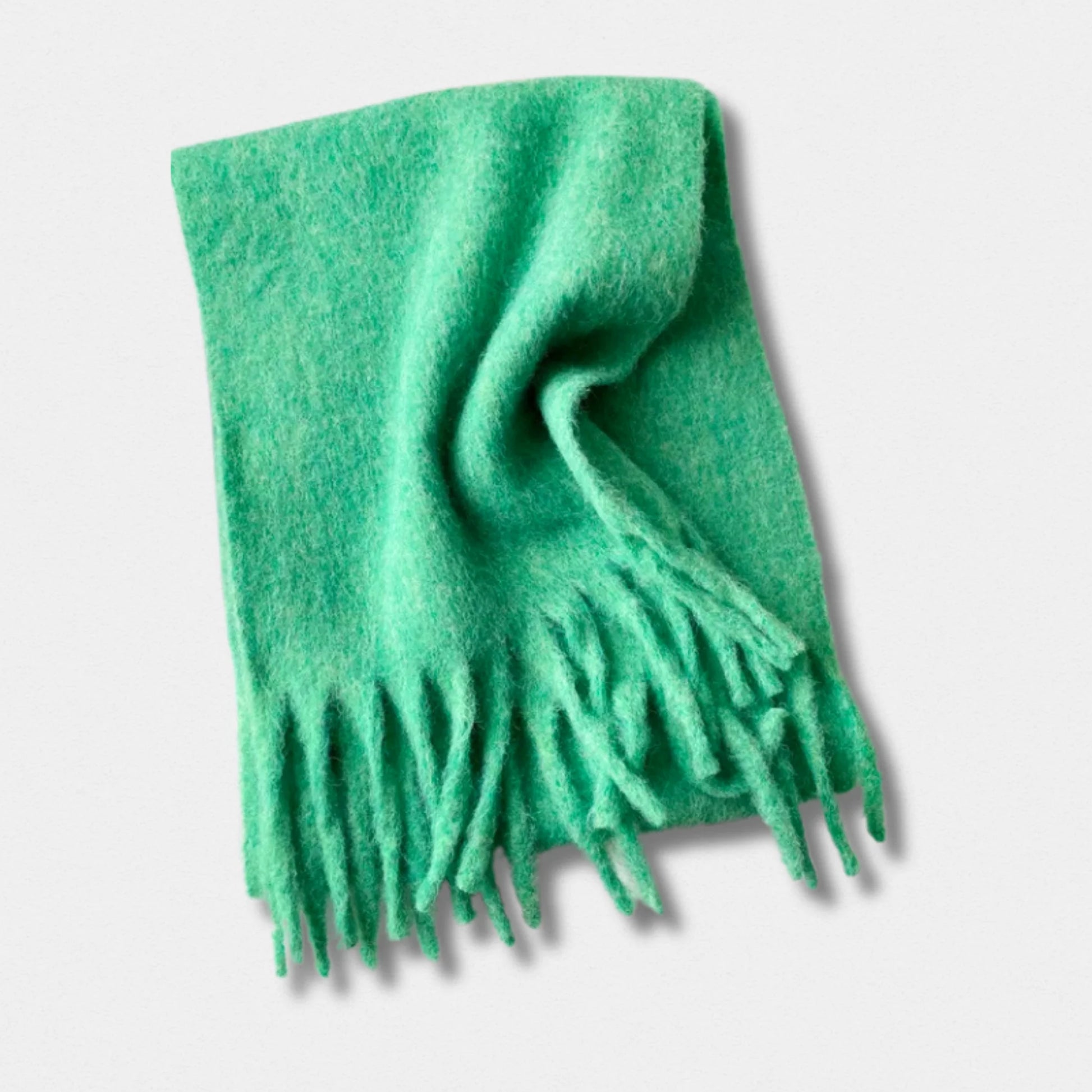 Écharpe unisexe laine mélangée vert – hiver 210×40 cm – Maison Amavia