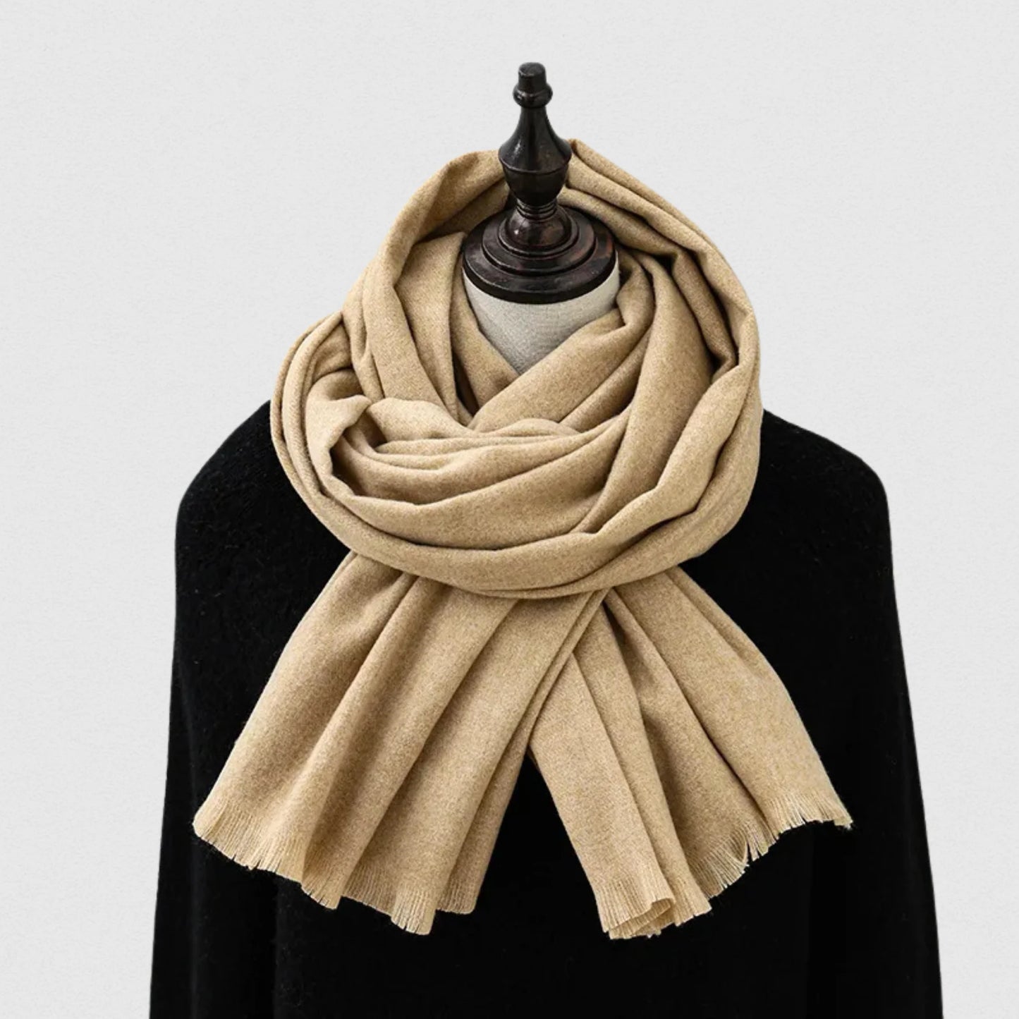 Écharpe unisexe polaire beige – grand châle 70×195 cm – Maison Amavia