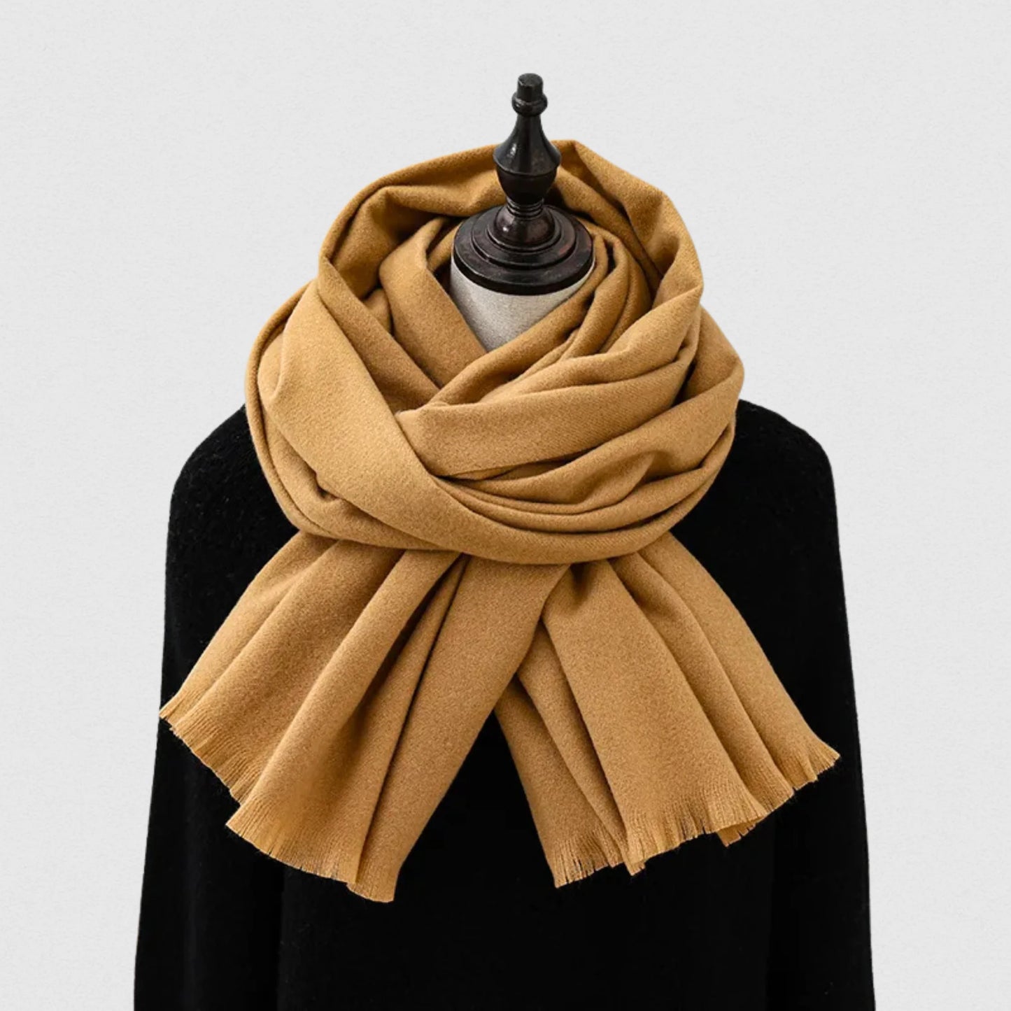 Écharpe unisexe polaire camel – grand châle 70×195 cm – Maison Amavia