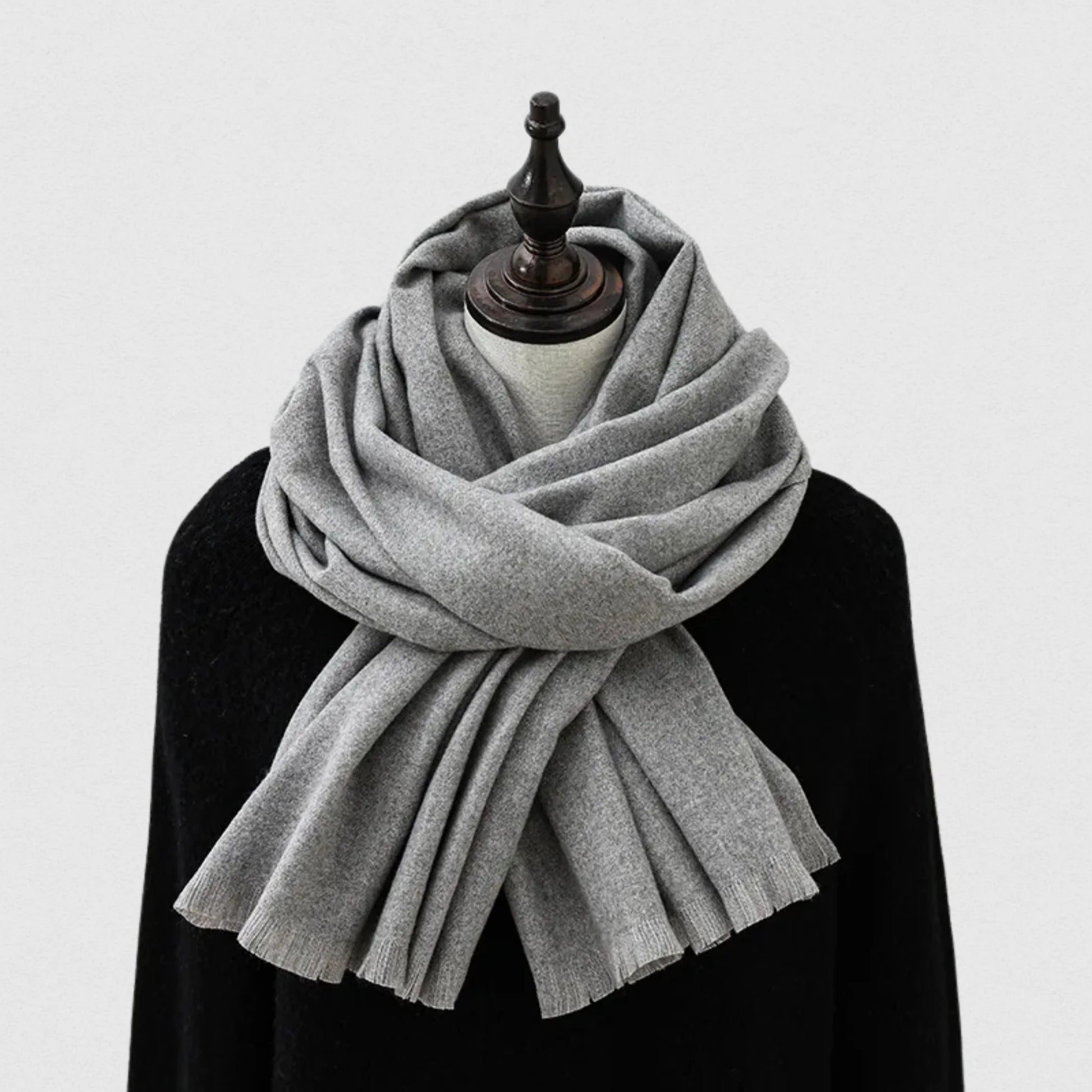 Écharpe unisexe polaire gris – grand châle 70×195 cm – Maison Amavia