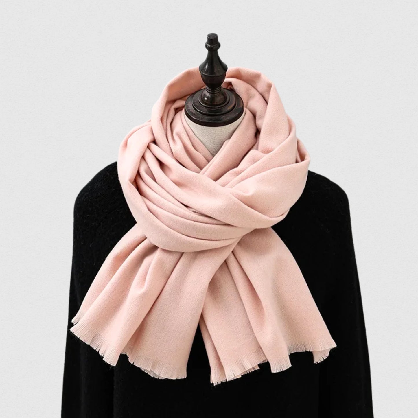 Écharpe unisexe polaire rose pâle – grand châle 70×195 cm – Maison Amavia