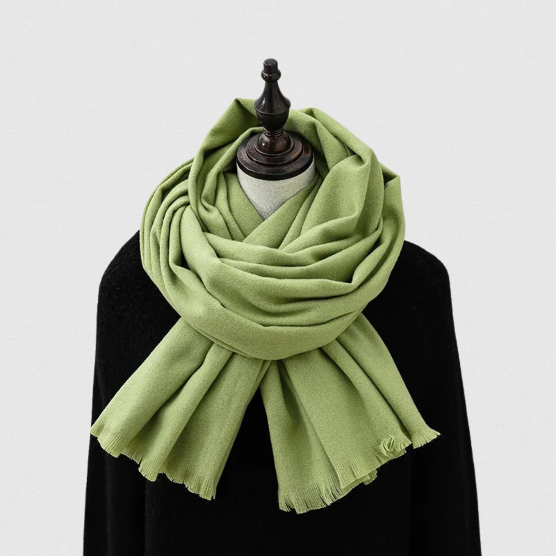 Écharpe unisexe polaire vert forêt – grand châle 70×195 cm – Maison Amavia