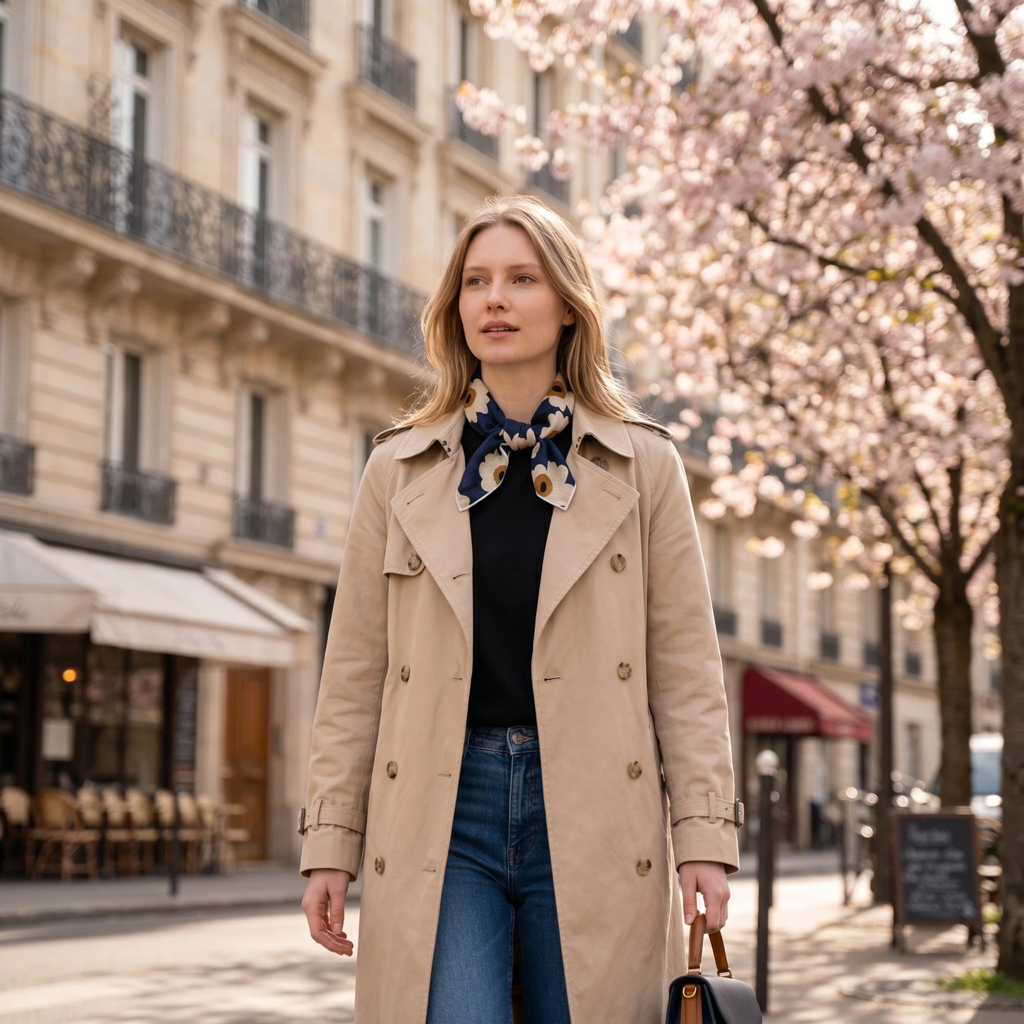 Foulard carré floral élégant femme