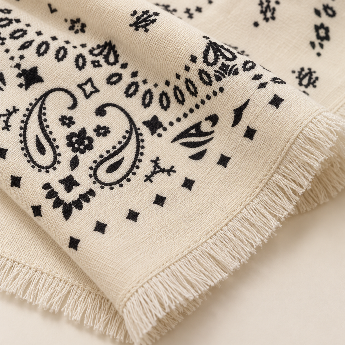 Foulard bandana femme imprimé à franges