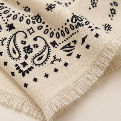 Foulard bandana femme imprimé à franges