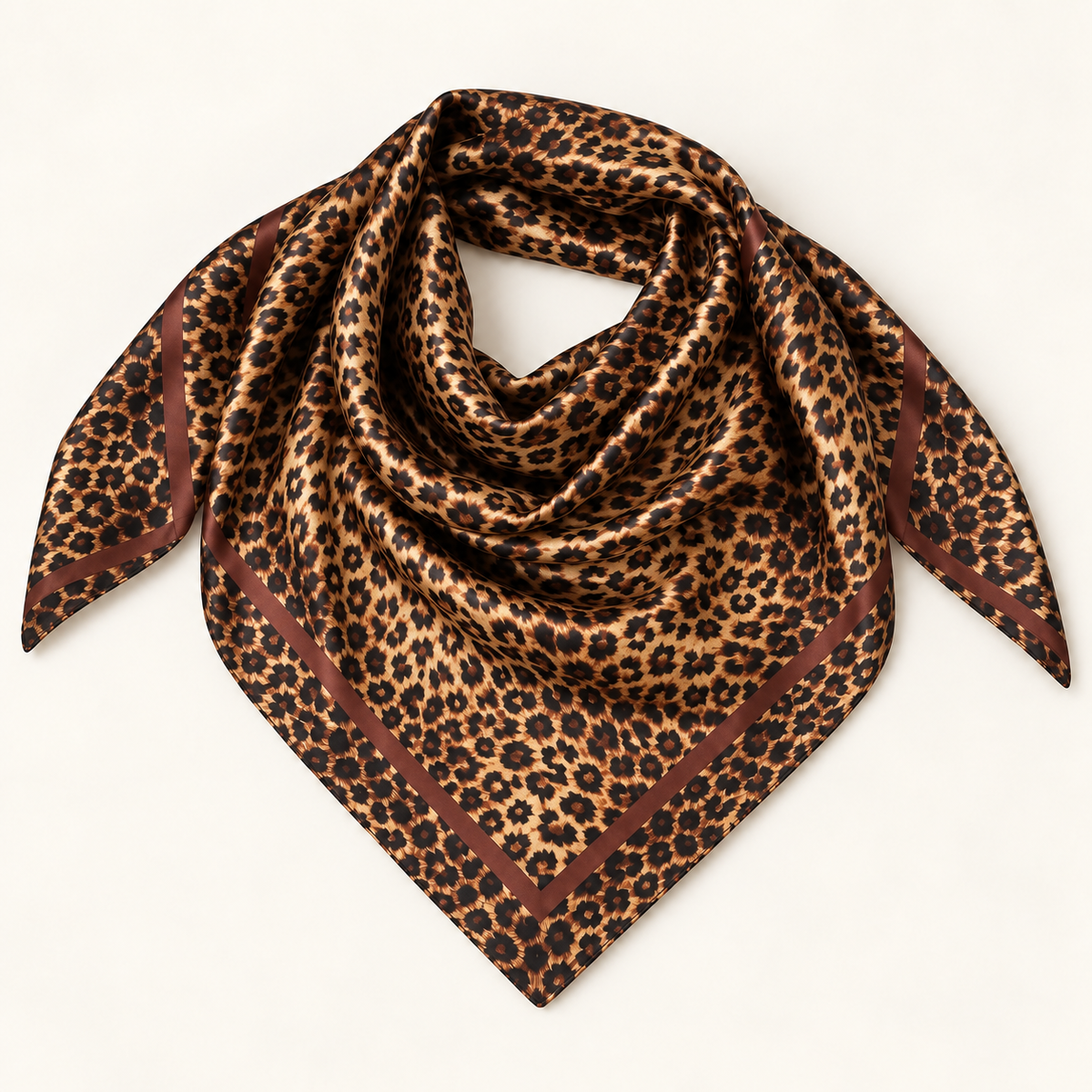 Foulard carré léopard femme bordeaux effet satiné`