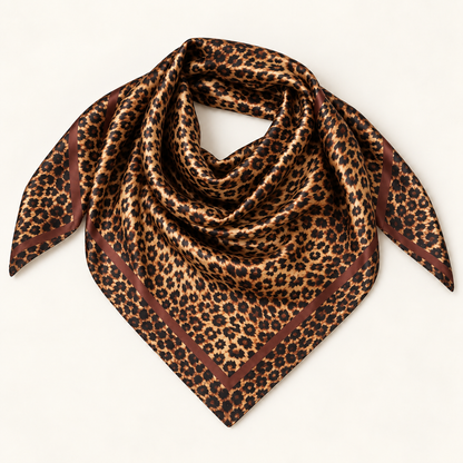 Foulard carré léopard femme bordeaux effet satiné`