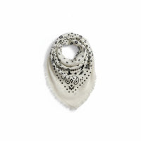 Foulard femme blanc imprimé coton mélangé