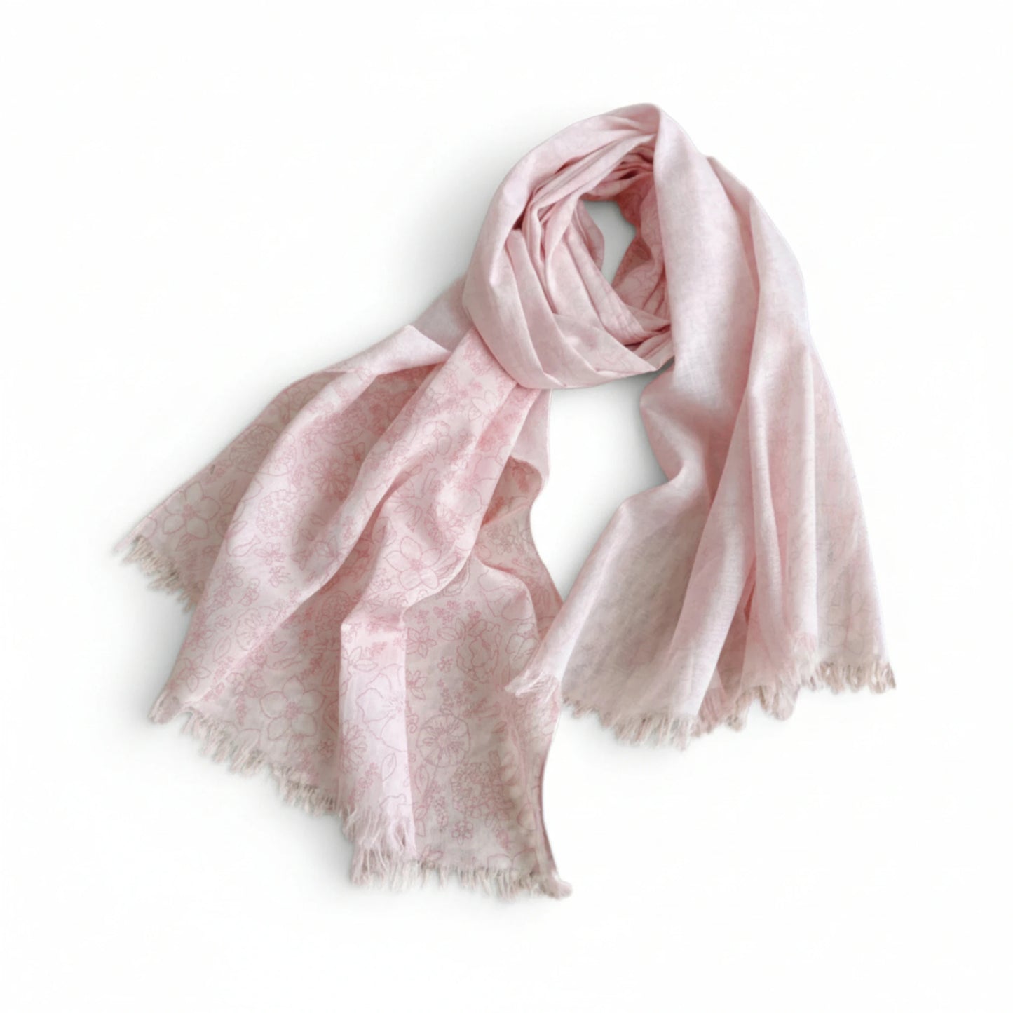 Écharpe femme en coton rose imprimé floral