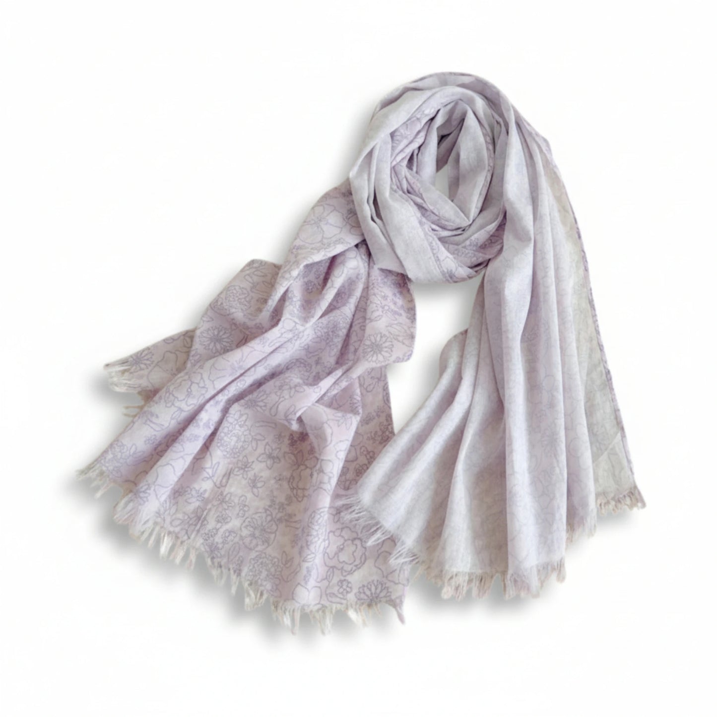 Écharpe femme en coton violet clair imprimé floral