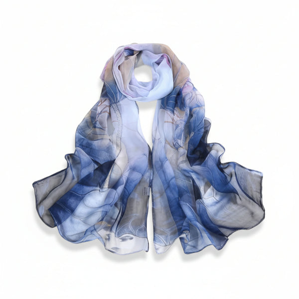 Foulard femme floral toucher soie léger