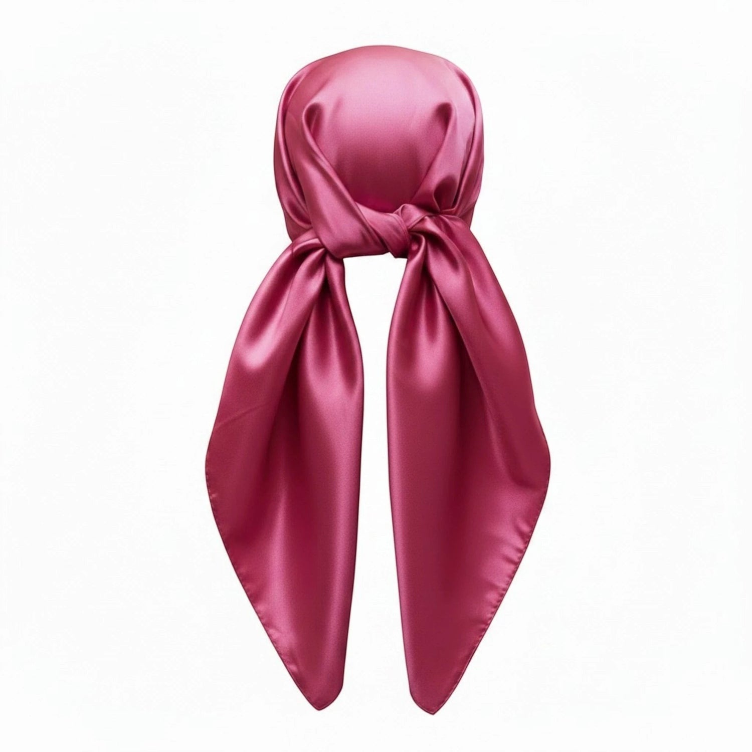 Maison Amavia foulard en satin uni rose 90x90 cm, polyvalent pour hijab ou châle.